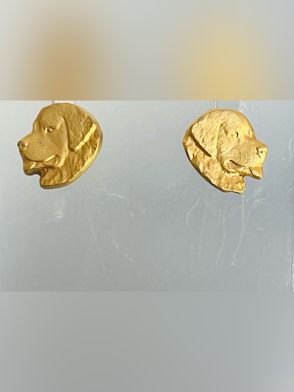 Vintage (1980s) Newfoundland dog gold tone pierced earrings